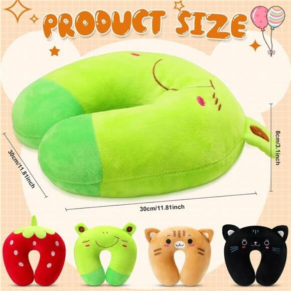 Kids travel neck pillow set of 4 cute animal u shaped pillows for car seat airpl - Picture 3 of 7